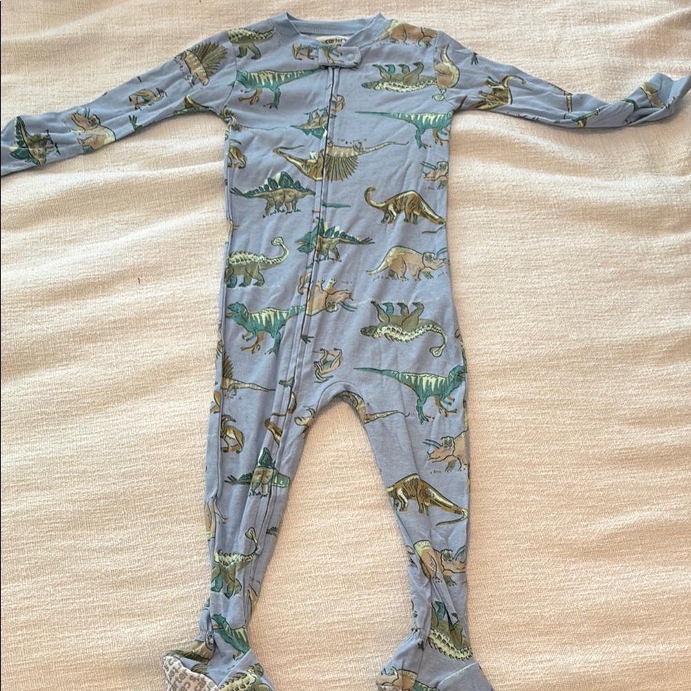 Carter's Blue and Green Dinosaur Footies
